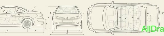 Renault Megane CC (Рено Меган CC) - чертежи (рисунки) автомобиля